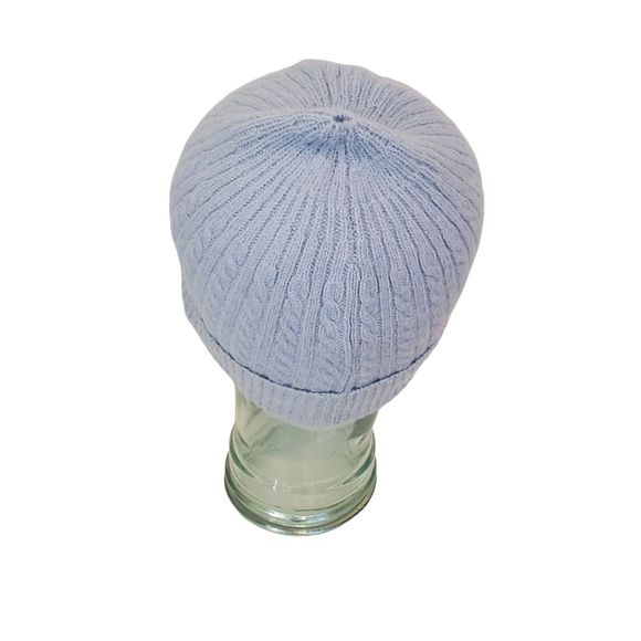 Express Cable Knit Wool Angora Cashmere Beanie Hat light Blue - Picture 3 of 4